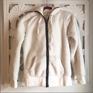 Roxy White Fleece Zip Up Hoodie